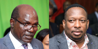 IEBC Chair Wafula Chebukati (left) and former Nairobi governor Mike Sonko.