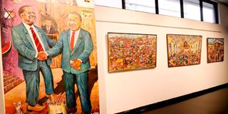 Artworks by Joseph Mbatia also known as Bertiers during his second exhibition at the Alliance Française.