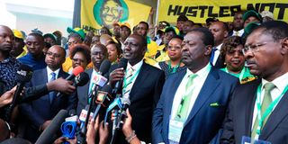 Deputy President William Ruto addressing the media after presenting his papers to IEBC.