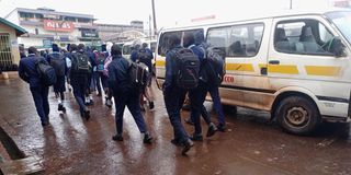 Students in Nandi County arriving in Kapsabet town on Tuesday August 2, 2022 after schools were closed for elections