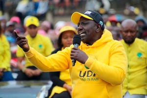 William Ruto addresses a campaign rally in Kirinyaga