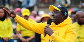 Deputy President William Ruto at Kerugoya Stadium in Kirinyaga