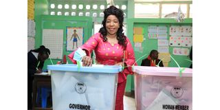 Agnes Kagure casts her vote 