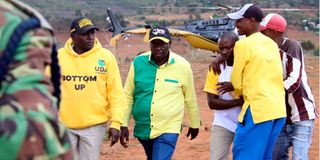Kenya Kwanza presidential running mate Rigathi Gachagua and Laikipia UDA gubernatorial candidate Joshua Irungu.