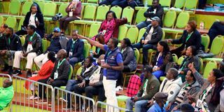 Politicians allied to Azimio la Umoja coalition inside IEBC Tallying centre at the Bomas of Kenya.