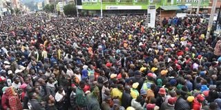 housands of people thronged Eldoret town waiting for declaration of presidential results on August 15, 2022