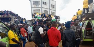 Members of the public celebrating in Kapsabet as they wait for presidential results on August 15, 2022.