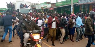 Supporters of outgoing Deputy President William Ruto in Kapenguria town celebrating his win on August 15, 2022