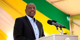 President-elect William Ruto during the inaugural meeting with Kenya Kwanza leaders.