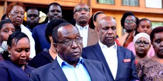 Raymond Moi addresses the media on behalf of Former President Daniel Moi's family and friends.