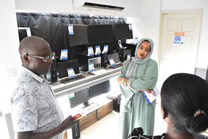 ICT Chief Administrative Secretary Nadia Abdallah during a visit to the Close The Gap offices 
