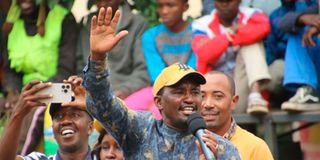 Laikipia East MP-elect Mwangi Kiunjuri during a Kenya Kwanza campaign rally in Nanyuki town.