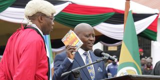 Justice James Wakiaga administers oath of office