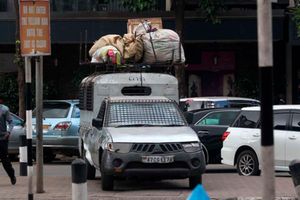 A Nairobi County Council Pick-Up vehicle loaded with hawkers merchadise