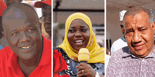 Governors Gideon Mungaro, Fatuma Achani and Issa Timamy 