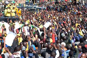 Deputy President William Ruto with other leaders during a Kenya Kwanza Alliance rally at Nandi Hills Constituency.