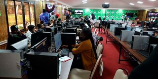 The media centre inside the Bomas of Kenya, Nairobi.