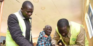 A voter at Shongen Primary School in Kacheliba Constituency, West Pokot County on August 29, 2022