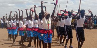 Boys and girls from South Sudan entertaining visitors at the Kakuma Sound festival on July 17, 2022.