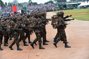 KDF Soldiers marching at Uhuru Gardens