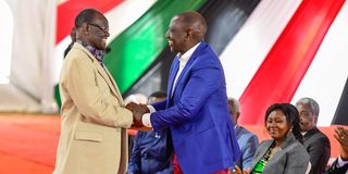 President-elect William Ruto with former Meru Governor Kiraitu Muriungi.