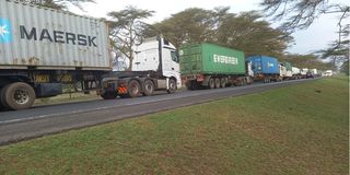 Heavy traffic jam along the Naivasha-Nakuru highway