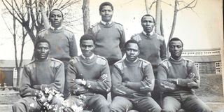 Mr David Kisilu Mutua (back left) in this photo during his time in the Kenya Air Force. 