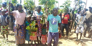 Residents of Chepchoina settlement scheme in Trans- Nzioa county demonstrate against forceful evictions on February 10, 2022 