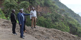 National Youth Service (NYS) technical team assessing roads along the Elgeyo escarpment