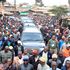 Azimio La Umoja Party presidential candidate Raila Odinga is welcomed by his supporters.