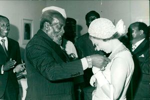 Queen Elizabeth with Jomo Kenyatta at State House, Nairobi.