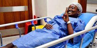 Alexis Wanjiru in high spirits before going through a Liposuction procedure.