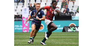 Vincent Onyala in action against Scotland