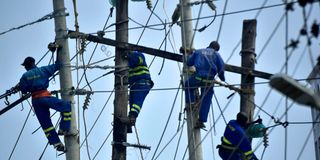 Kenya Power technicians at work. 