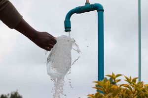 Water flowing from a tap