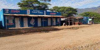 Deserted shops at Kainuk town arising from sustained attacks by bandits, which have scared away investors and clients.
