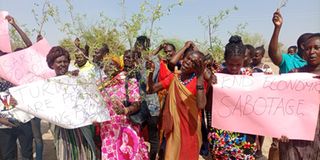 Kainuk residents protesting on September 6, 2022 over frequent bandit attacks