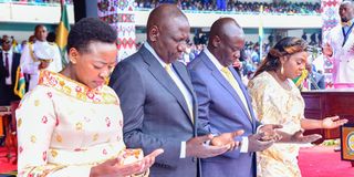First Lady Rachel Ruto, President William Ruto, Deputy President Rigathi Gachagua and Dorcas Rigathi.