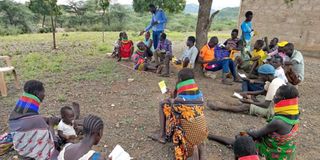 Women at Urum village, Turkana county being trained on entrepreneurship skills on September 10, 2022.