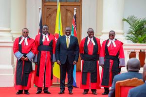 President William Ruto with the newly sworn-in Court of Appeal Judges.