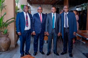 CEO Mamlaka Foods Kiprop Chirchir, Nigerian billionaire Aliko Dangote, Kimani Ichungwa and Governor Kayode Fayemi.