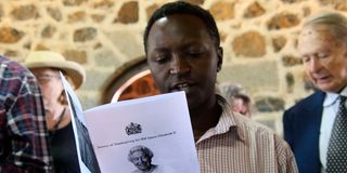 A local faithful during a thanksgiving service in memory of Queen Elizabeth II at St Phillip ACK church at Naromoru.