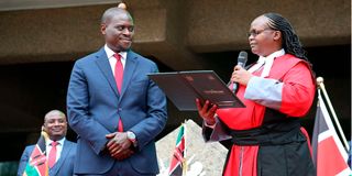 Nairobi Governor Johnson Sakaja during his swearing-in ceremony.