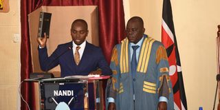 Newly elected Nandi County assembly Speaker Philemon Cheruiyot Kelly being sworn-into office on September 21, 2022