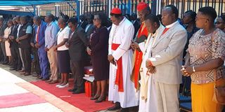 Religious leaders conduct prayers at Bungoma county headquarters on Monday September 26, 2022