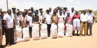 Some of the beneficiaries of supplementary livestock feeds from an USAID funded program.