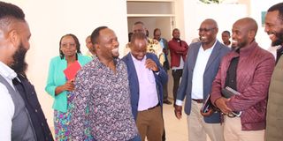 Trans Nzoia Governor Natembeta accompanied by county officials touring the multi-billion County Teaching and Referral Hospital