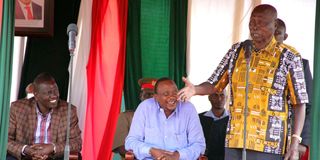 President William Ruto and former President Uhuru Kenyatta and the late President Daniel Moi