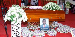 The hearse carrying the body of former Ainabkoi MP William Chepkut from Eldoret International Airport to Eldoret town