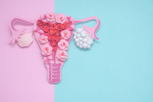 A healthy ovary on the left, and one with multiple cysts (PCOS) on the right.
